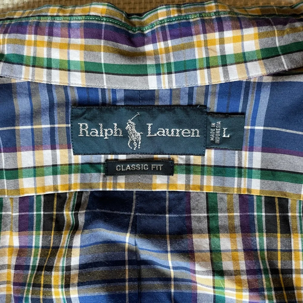 Ralph Lauren Men’s Large Plaid 100% Cotton Classic Fit Long Sleeve Button